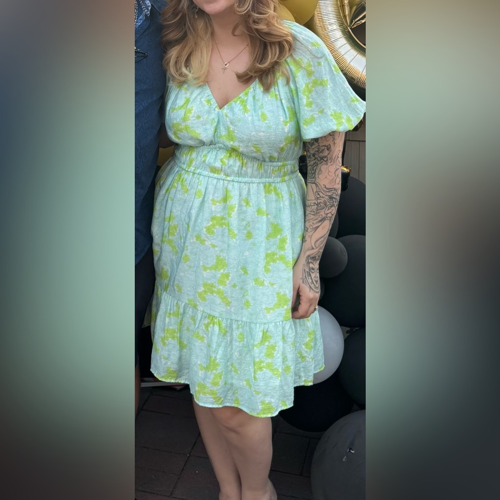 Green and Yellow Patterned Dress